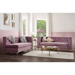 ACME RHETT LAVENDER VELVET SECTIONAL SOFA