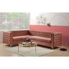 ACME RHETT CORAL VELVET SECTIONAL SOFA