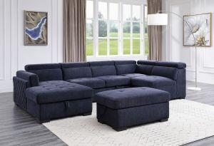 ACME NEKODA NAVY BLUE FABRIC SECTIONAL SOFA