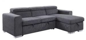 ACME NATALIE GRAY CHENILLE SECTIONAL SOFA