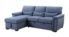 ACME HARUKO BLUE FABRIC REVERSIBLE SECTIONAL SOFA W/SLEEPER & STORAGE