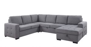 ACME NARDO GRAY FABRIC SECTIONAL SOFA