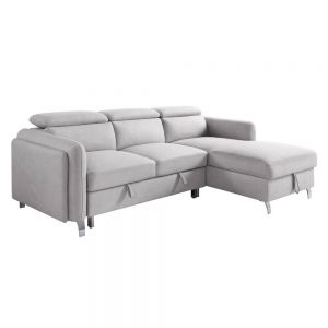 ACME REYES BEIGE NUBUCK SECTIONAL SOFA