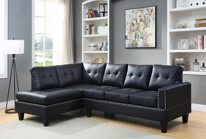 ACME JEIMMUR BLACK PU SECTIONAL SOFA