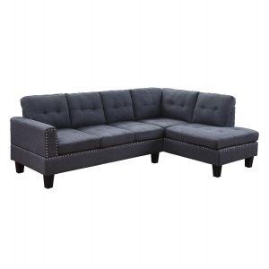 ACME JEIMMUR GRAY LINEN SECTIONAL SOFA