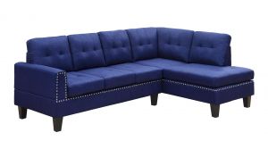 ACME JEIMMUR BLUE LINEN SECTIONAL SOFA