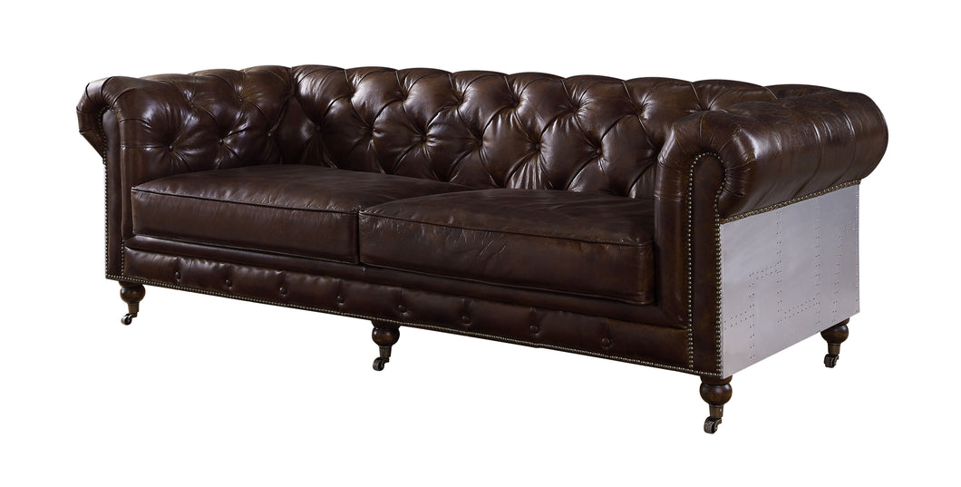 ACME ABERDEEN VINTAGE BROWN TOP GRAIN LEATHER SOFA