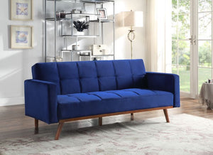 ACME TANITHA BLUE VELVET & NATURAL FINISH ADJUSTABLE SOFA