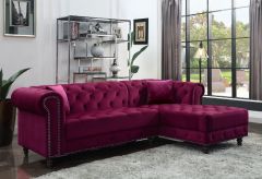 ACME ADNELIS RED VELVET SECTIONAL SOFA W/2 PILLOWS