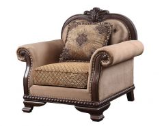 ACME CHATEAU DE VILLE FABRIC & ESPRESSO FINISH CHAIR W/1 PILLOW(SAME LV01590)