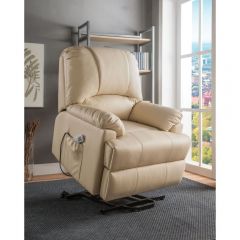 ACME IXORA BEIGE PU RECLINER W/POWER LIFT & MASSAGE