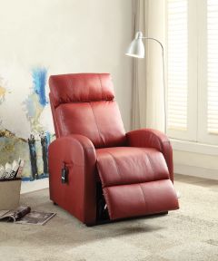 ACME RICARDO RED PU RECLINER W/POWER LIFT