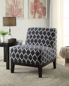 ACME HINTE DARK BLUE CHENILLE ACCENT CHAIR