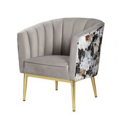 ACME COLLA GRAY VELVET & GOLD FINISH ACCENT CHAIR