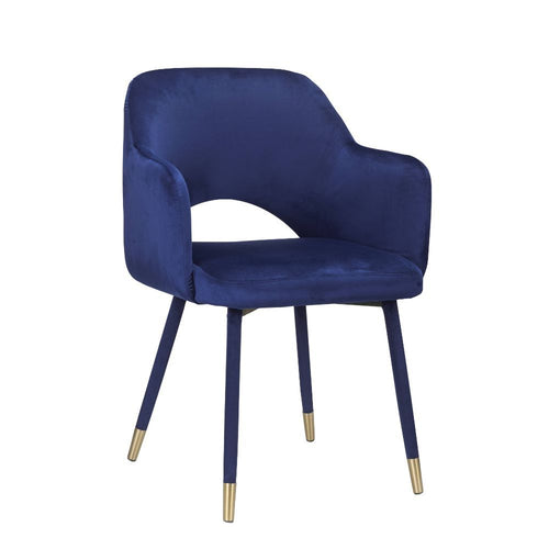 ACME APPLEWOOD OCEAN BLUE VELVET & GOLD FINISH ACCENT CHAIR