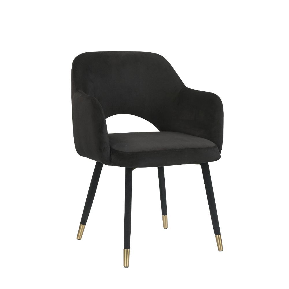 ACME APPLEWOOD BLACK VELVET & GOLD FINISH ACCENT CHAIR