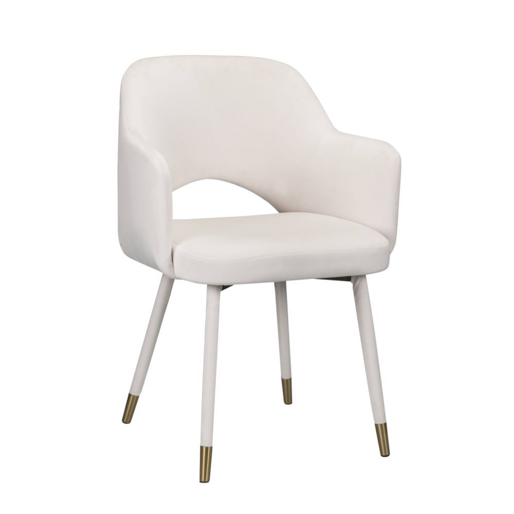 ACME APPLEWOOD CREAM VELVET & GOLD FINISH ACCENT CHAIR