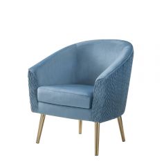 ACME BENNY BLUE VELVET & GOLD FINISH ACCENT CHAIR