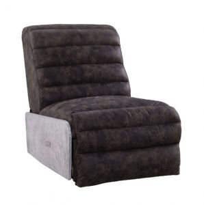 ACME OKZUIL TWO TONE GRAY TOP GRAIN LEATHER & ALUMINUM POWER MOTION RECLINER