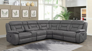 COASTER LIVING-ROOM HIGGINS FOUR-PIECE UPHOLSTERED POWER SECTIONAL GREY