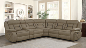 COASTER LIVING-ROOM HIGGINS FOUR-PIECE UPHOLSTERED POWER SECTIONAL TAN