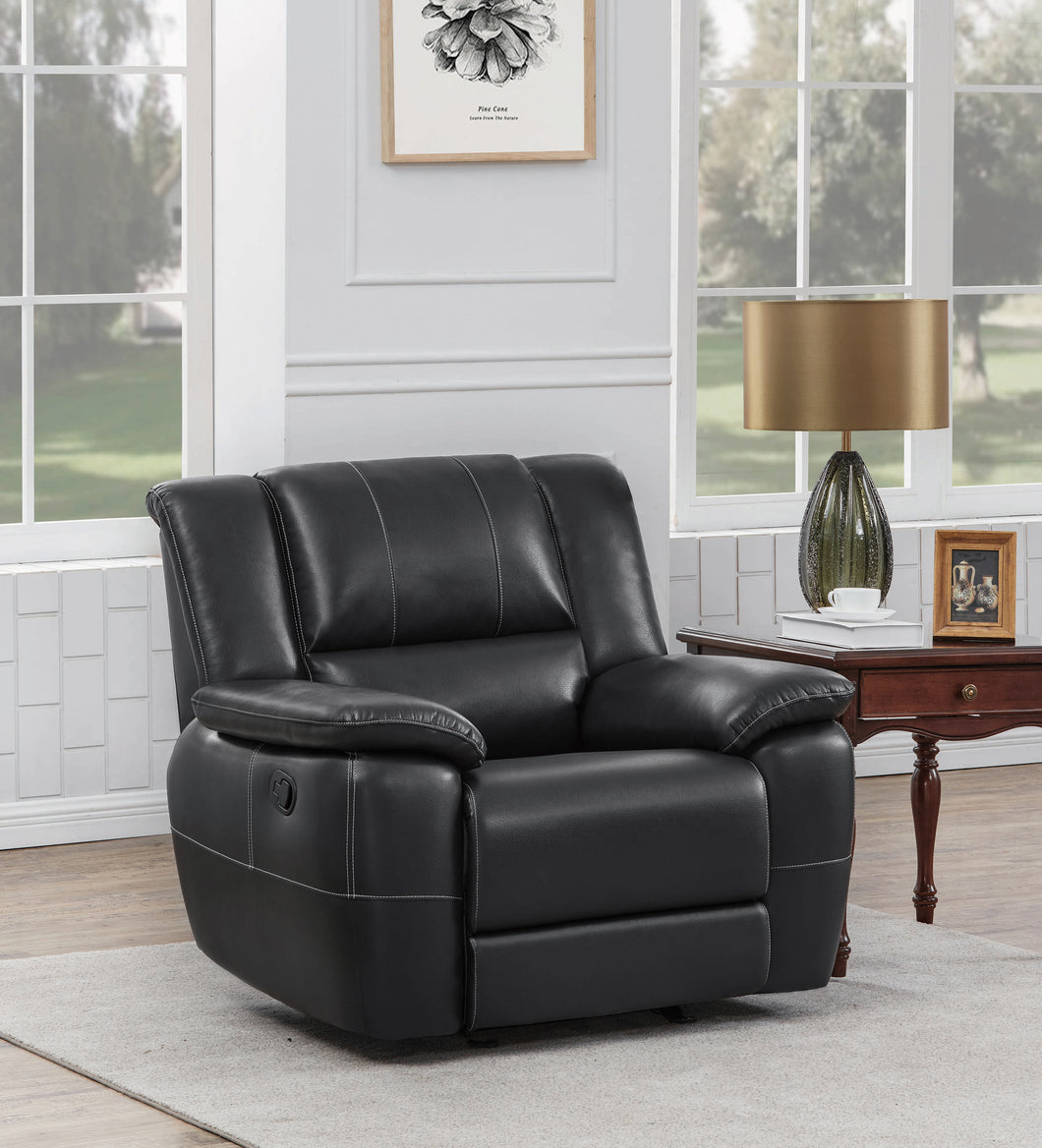 COASTER LIVING-ROOM LEE ROLLED BACK GLIDER RECLINER BLACK