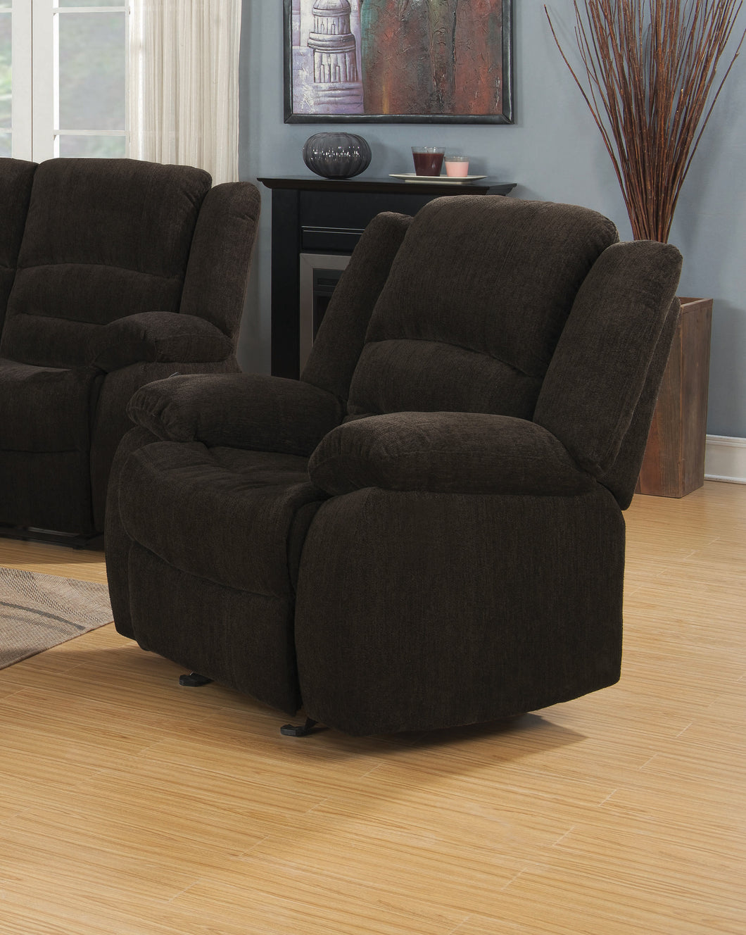 COASTER LIVING-ROOM GORDON UPHOLSTERED GLIDER RECLINER CHOCOLATE