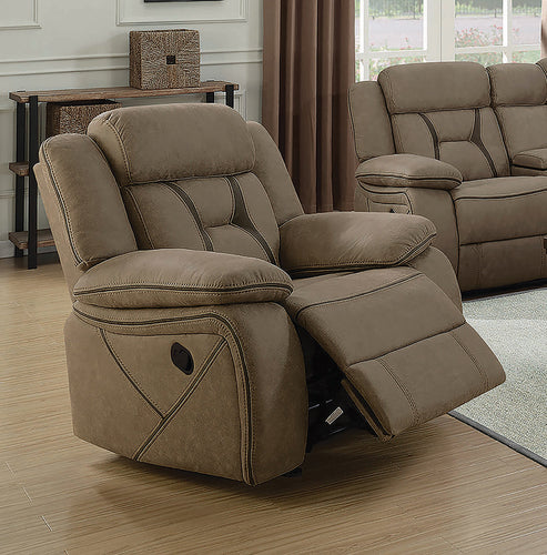 COASTER LIVING-ROOM HIGGINS OVERSTUFFED UPHOLSTERED GLIDER RECLINER TAN