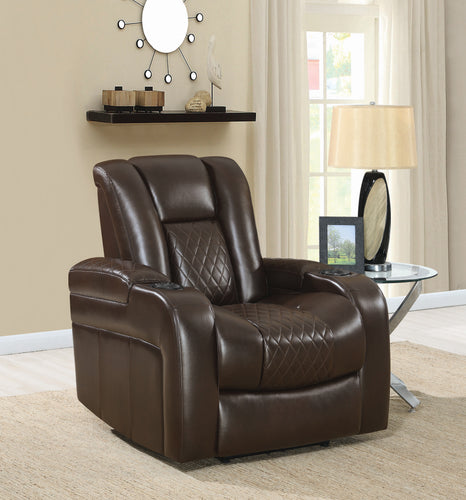 COASTER LIVING-ROOM DELANGELO POWER^2 RECLINER WITH CUP HOLDERS BROWN