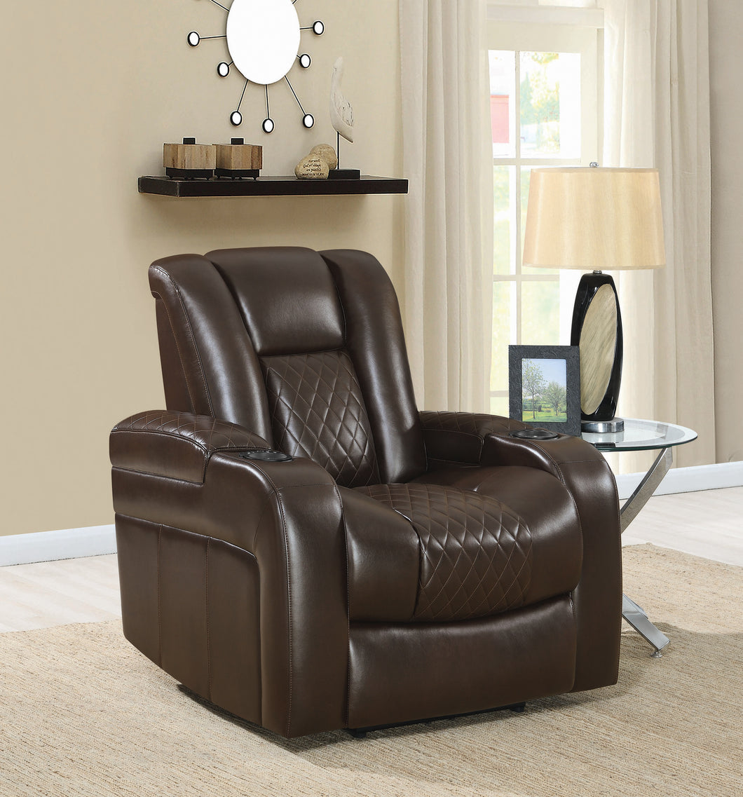 COASTER LIVING-ROOM DELANGELO POWER^2 RECLINER WITH CUP HOLDERS BROWN