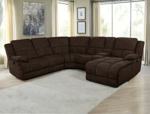 COASTER LIVING-ROOM BELIZE 6-PIECE PILLOW TOP ARM MOTION SECTIONAL BROWN