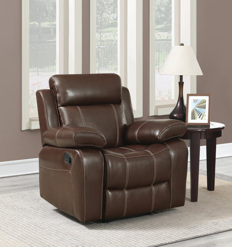 COASTER LIVING-ROOM MYLEENE PILLOW TOP ARM GLIDER RECLINER CHESTNUT