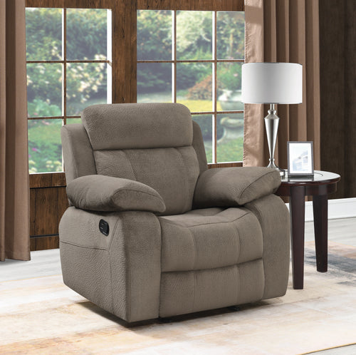 COASTER LIVING-ROOM MYLEENE PILLOW TOP ARM GLIDER RECLINER MOCHA