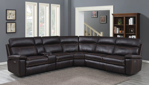 COASTER LIVING-ROOM ALBANY 6-PIECE POWER^2 SECTIONAL BROWN