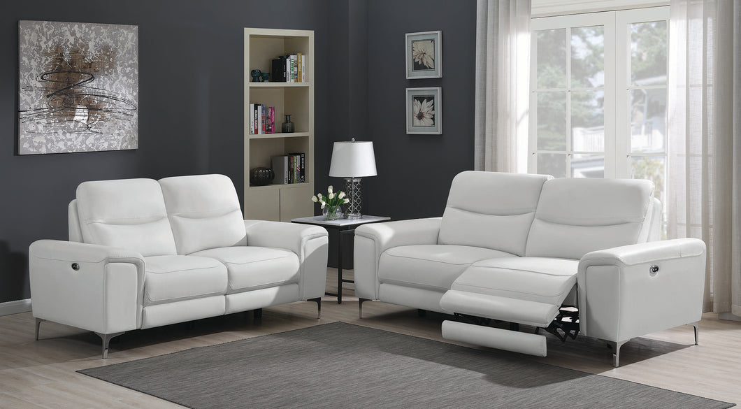 COASTER LIVING-ROOM LARGO 2-PIECE UPHOLSTERED POWER LIVING ROOM SET WHITE