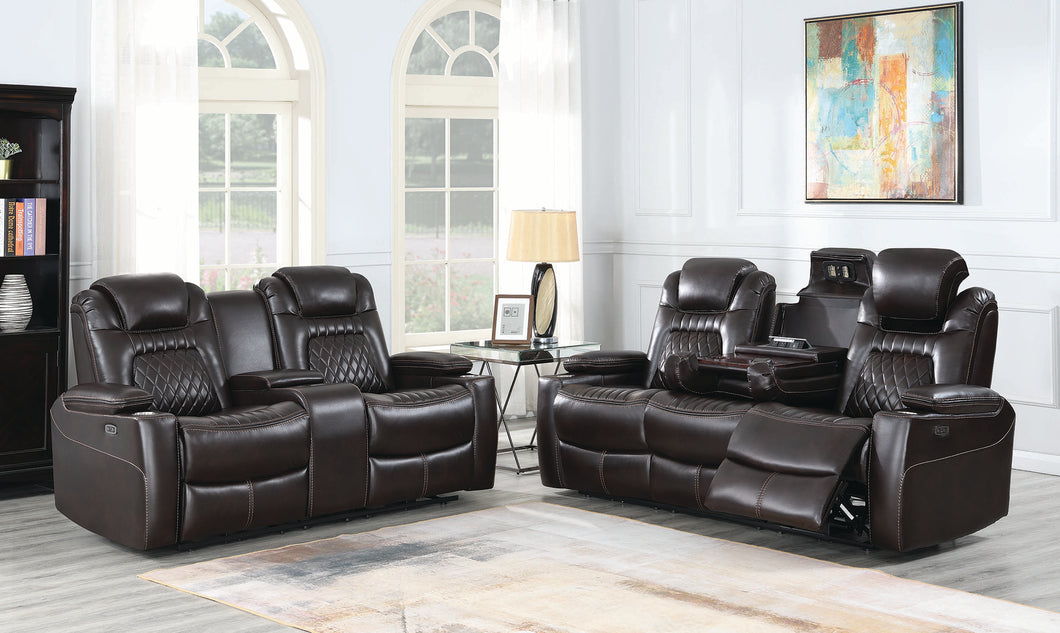 COASTER LIVING-ROOM KORBACH 2-PIECE POWER^2 LIVING ROOM SET ESPRESSO