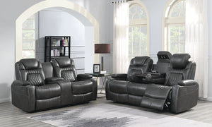 COASTER LIVING-ROOM KORBACH 2-PIECE POWER^2 LIVING ROOM SET CHARCOAL