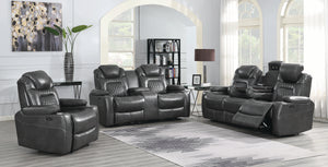 COASTER LIVING-ROOM KORBACH 3-PIECE POWER^2 LIVING ROOM SET CHARCOAL