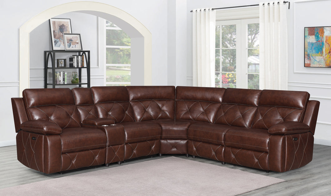 COASTER LIVING-ROOM CHESTER 6-PIECE POWER^2 SECTIONAL CHOCOLATE