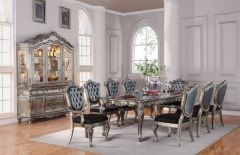 ACME CHANTELLE ANTIQUE PLATINUM FINISH DINING TABLE