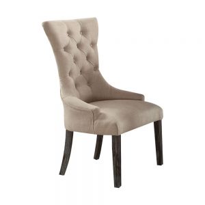 ACME GERARDO BEIGE LINEN & WEATHERED ESPRESSO FINISH SIDE CHAIR (SET-2)