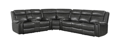 COASTER LIVING-ROOM SHALLOWFORD 3-PIECE UPHOLSTERED POWER^2 SECTIONAL HAND RUBBED CHARCOAL