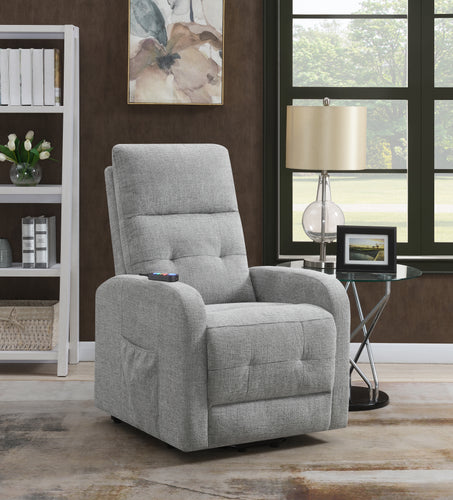 COASTER LIVING-ROOM TUFTED UPHOLSTERED POWER LIFT RECLINER GREY