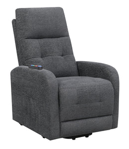 COASTER LIVING-ROOM TUFTED UPHOLSTERED POWER LIFT RECLINER CHARCOAL