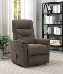 COASTER LIVING-ROOM POWER LIFT RECLINER WITH STORAGE POCKET BROWN