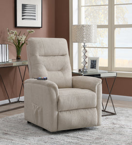 COASTER LIVING-ROOM POWER LIFT RECLINER WITH STORAGE POCKET BEIGE