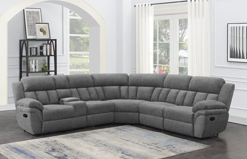 COASTER LIVING-ROOM BAHRAIN 6-PIECE UPHOLSTERED MOTION SECTIONAL CHARCOAL