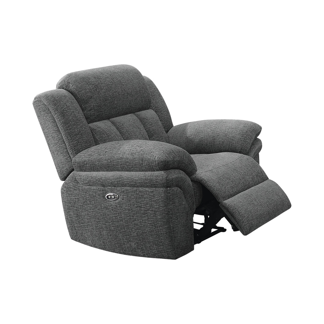 COASTER LIVING-ROOM BAHRAIN UPHOLSTERED POWER GLIDER RECLINER CHARCOAL