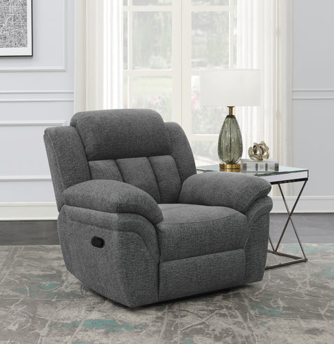 COASTER LIVING-ROOM BAHRAIN UPHOLSTERED GLIDER RECLINER CHARCOAL