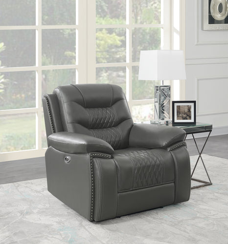 COASTER LIVING-ROOM FLAMENCO TUFTED UPHOLSTERED POWER RECLINER CHARCOAL